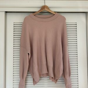Relaxed Ribbed Crewneck Sweater - Dusty Rose
